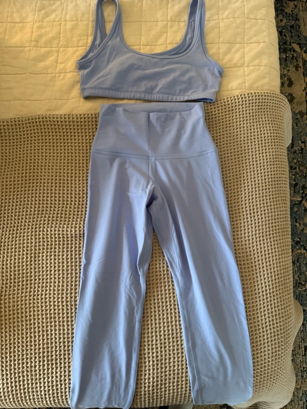 Aritzia Lavender High-Waist Leggings with Matching Sports Bra